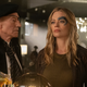 Sir Patrick Stewart as Jean-Luc Picard in his jaunty disguise; Jeri Ryan as Seven of Nine.